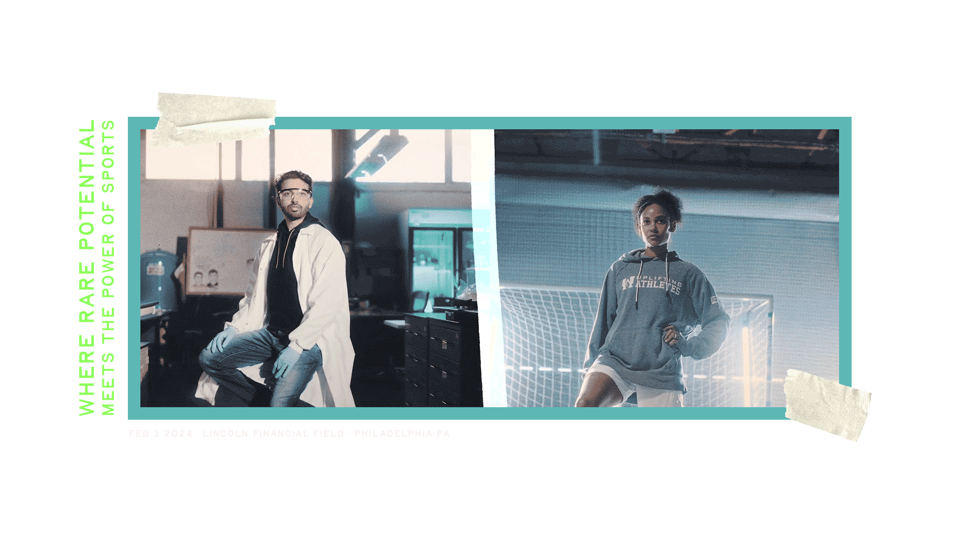 YID24-email-hero3 Gif shows a researcher and athlete side by side and then the Young Investigator Draft logo appears