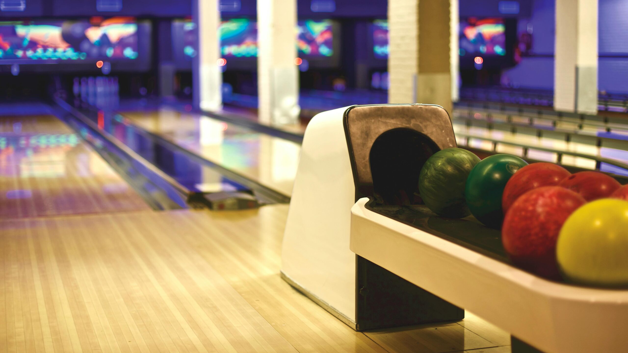 Stock image of a bowling alley